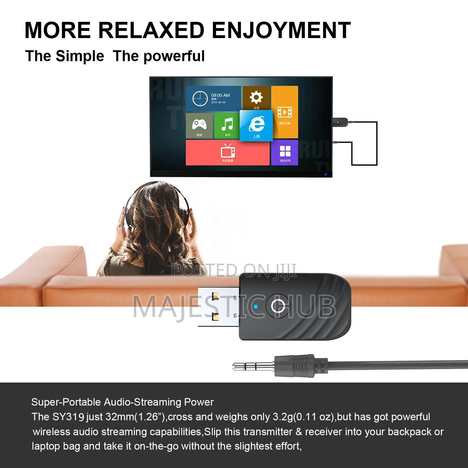 BT 3-in-1 Bluetooth 5.0 Adapter, AUX Audio Transmitter Receiver