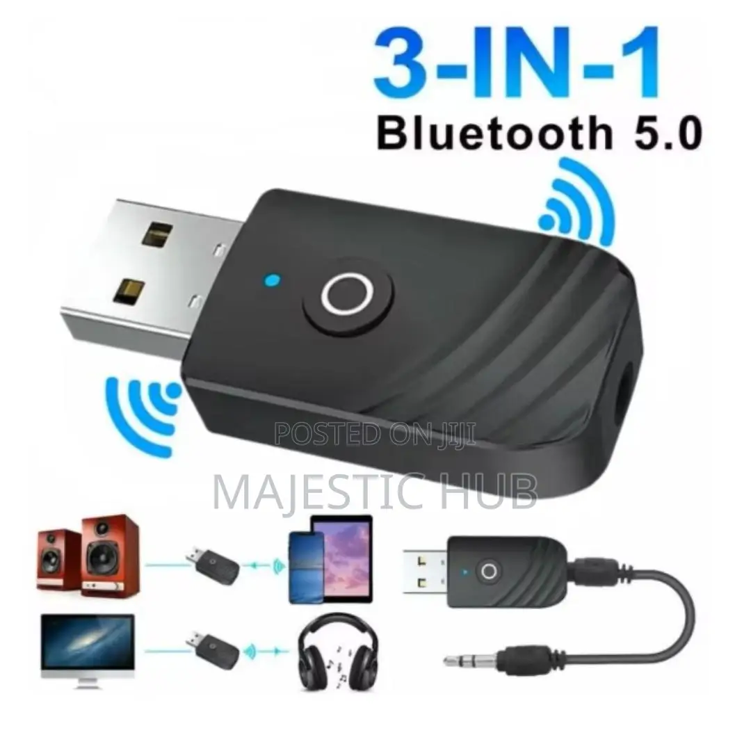 BT 3-in-1 Bluetooth 5.0 Adapter, AUX Audio Transmitter Receiver