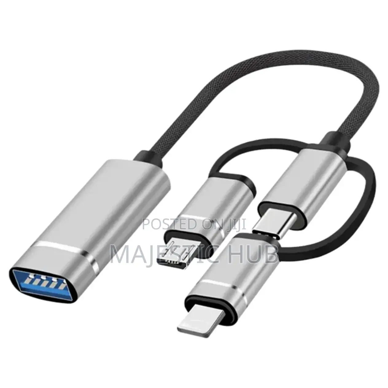 3-in-1 OTG USB Cable, Type-C 8-Pin to USB 3.0 Adapter for Phones