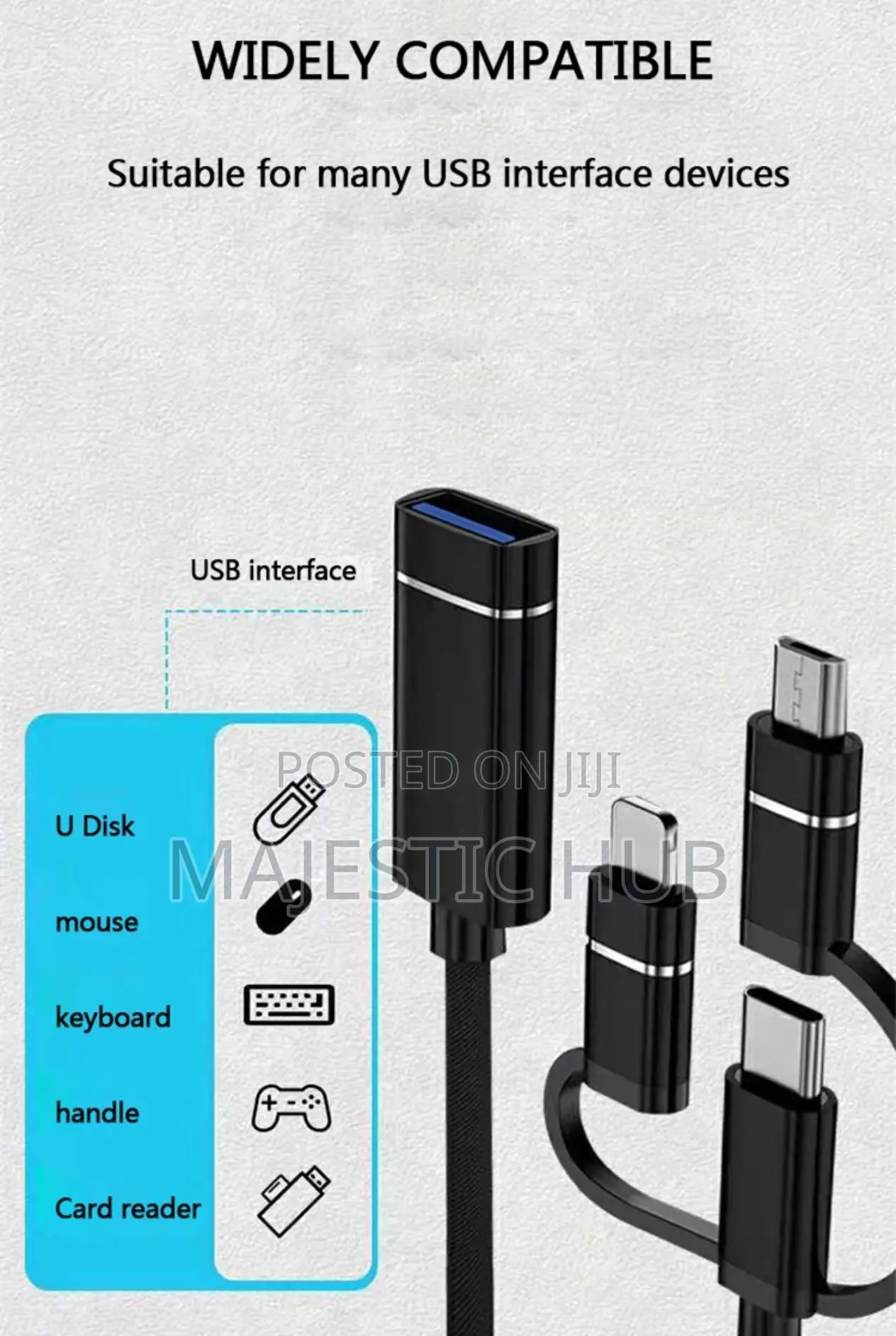 3-in-1 OTG USB Cable, Type-C 8-Pin to USB 3.0 Adapter for Phones