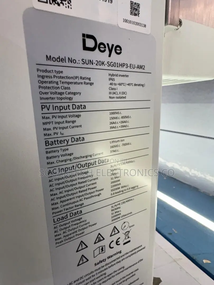 Deye SUN--SG01HP3-EU-AM2 20kW High Voltage Hybrid Inverter