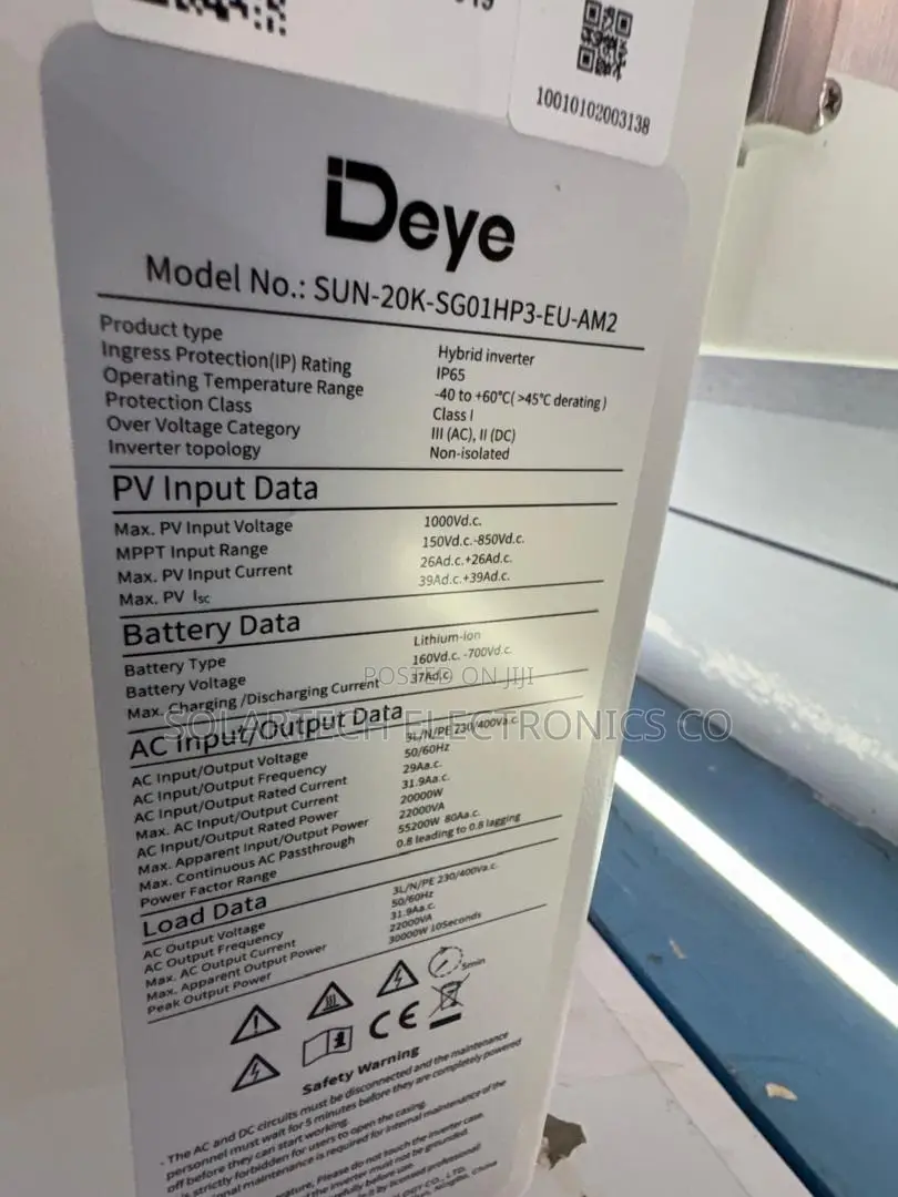 Deye 20kW Three Phase Hybrid Inverter 22kVA 30kW Peak Power