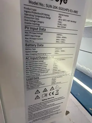 Deye 20kW High Voltage Solar Inverter IP65 97.6% Efficiency