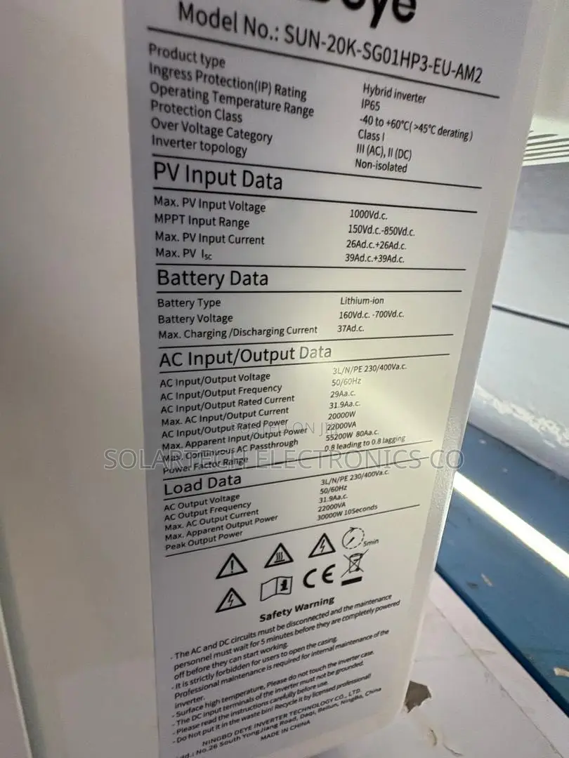 Deye 20kW High Voltage Solar Inverter IP65 97.6% Efficiency
