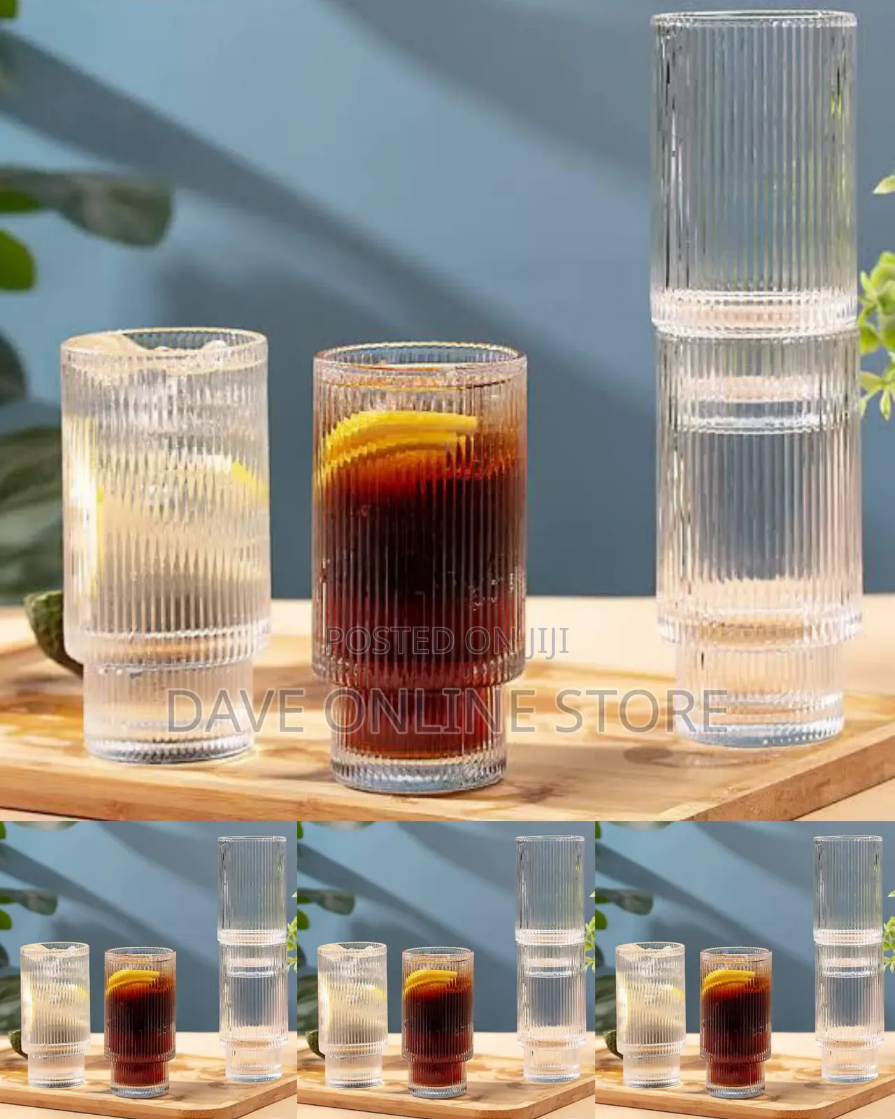 Stackable, Fluted Ribbed Glasses