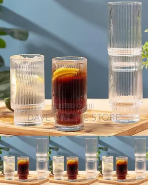 Stackable, Fluted Ribbed Glasses