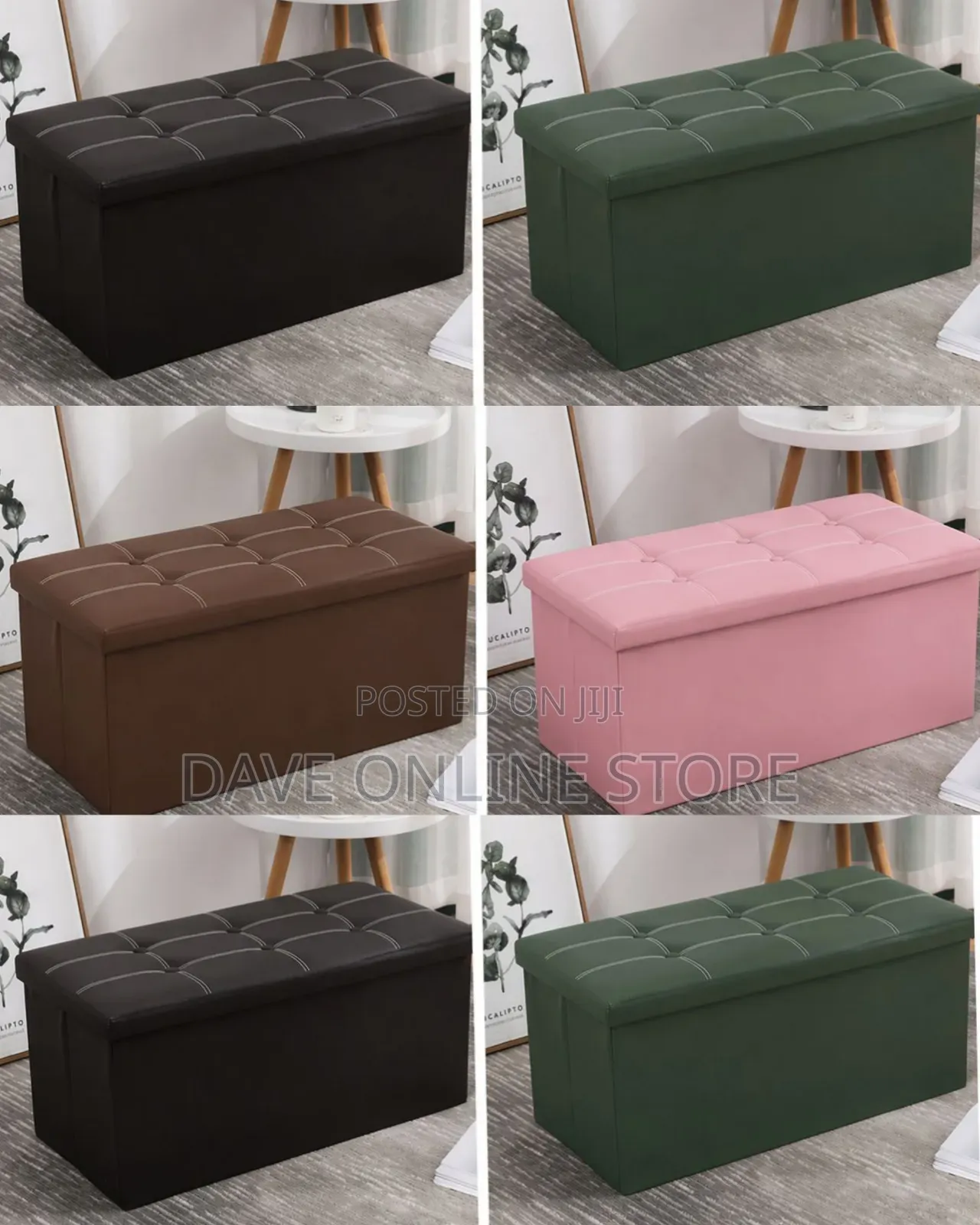 Multi Colored Fabric Storage Ottoman Bench