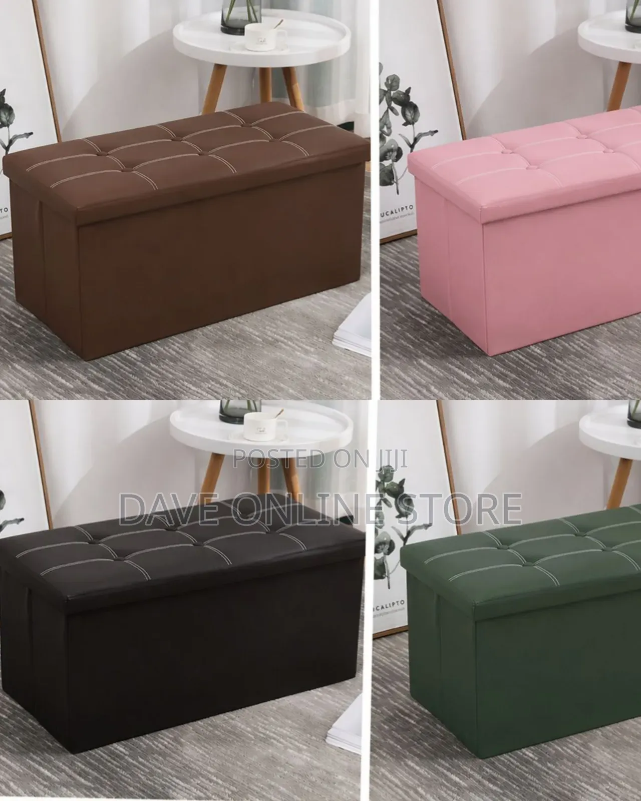 Multi Colored Fabric Storage Ottoman Bench
