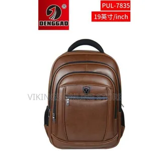 DENGGAO 19 Inch Classic Leather Backpack Laptop Office School Bag