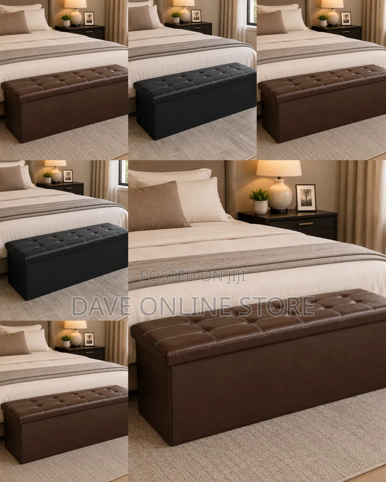 Faux Leather Folding Storage Ottoman