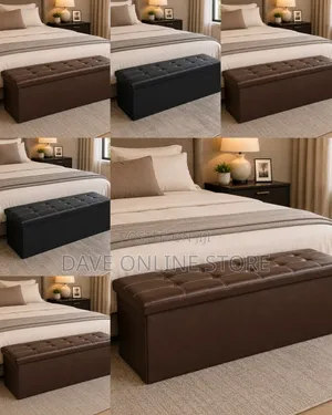 Faux Leather Folding Storage Ottoman