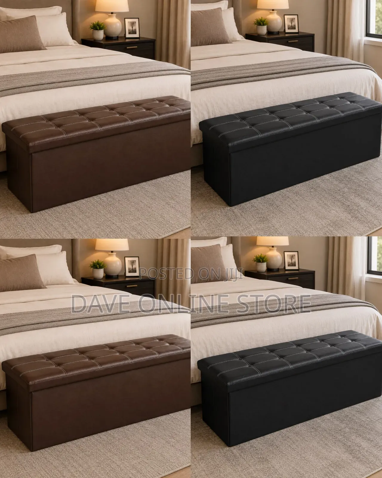 Faux Leather Folding Storage Ottoman