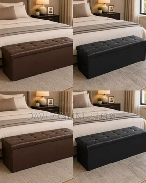 Faux Leather Folding Storage Ottoman
