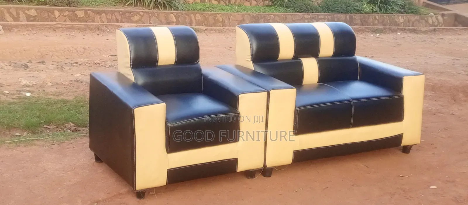 Black Lovely Three Seater Sofas Set.