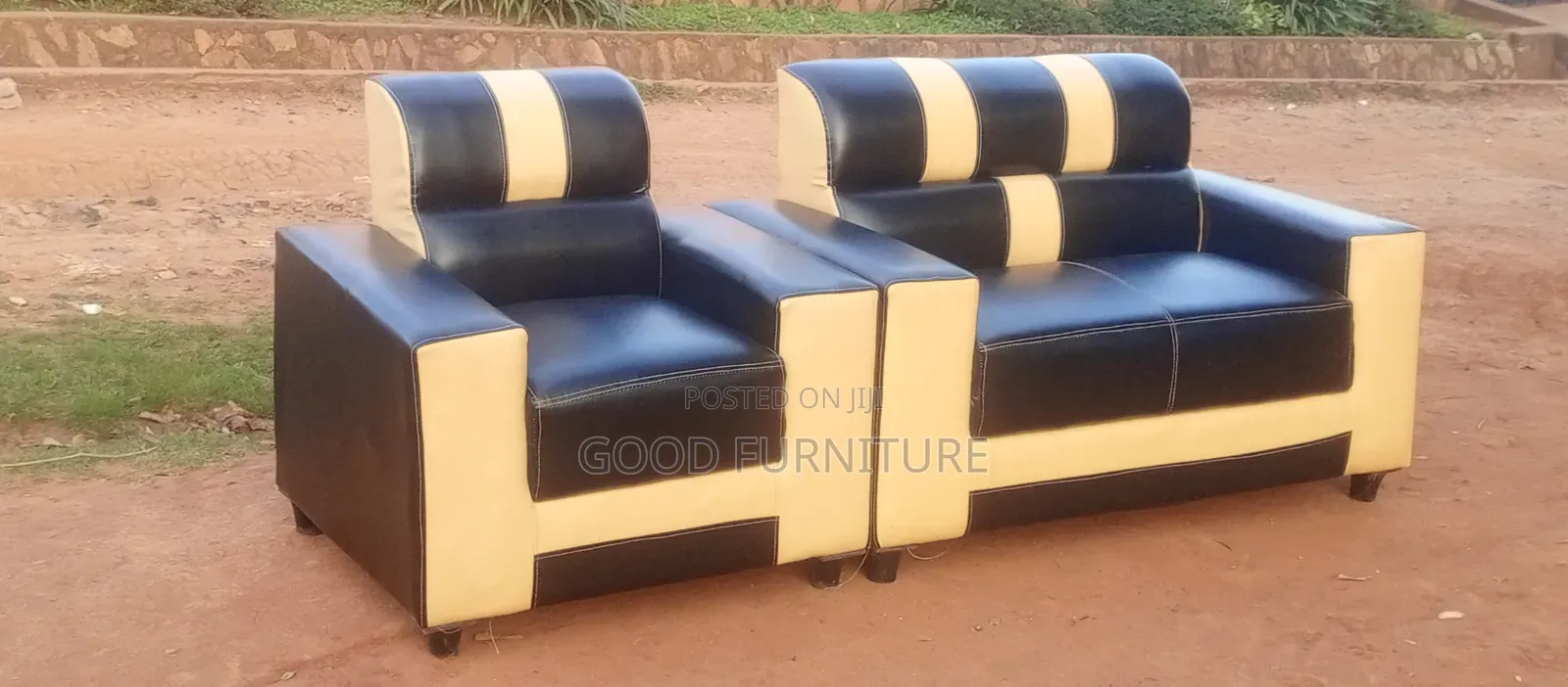 Black Lovely Three Seater Sofas Set.