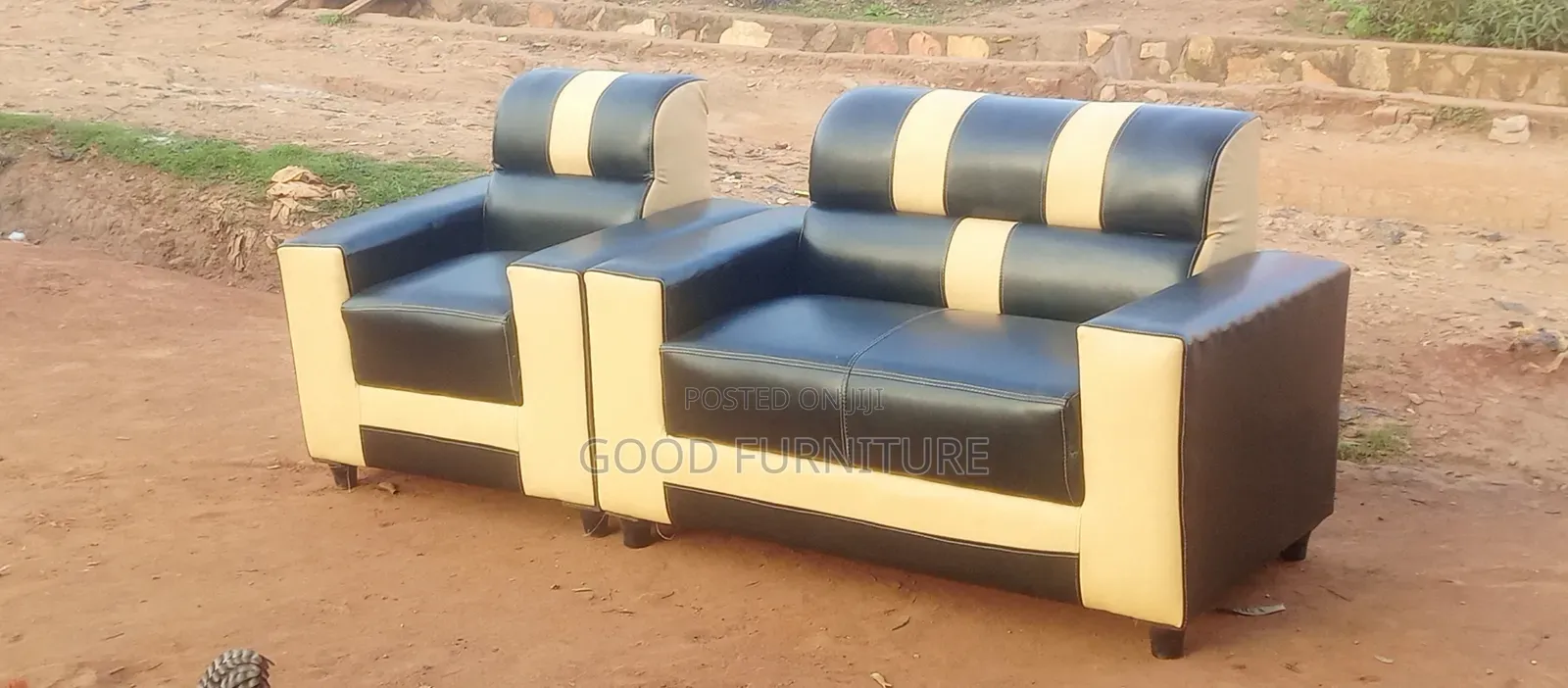 Black Lovely Three Seater Sofas Set.