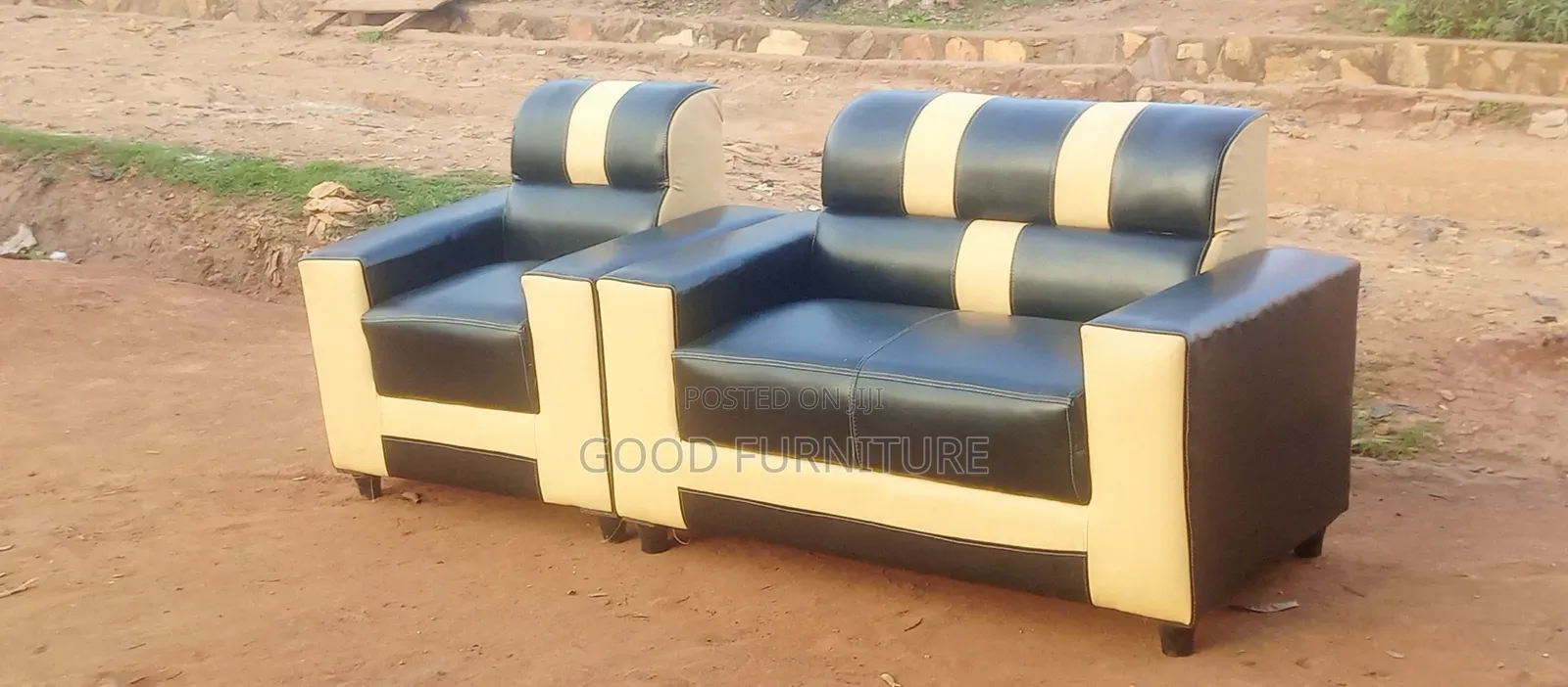 Black Lovely Three Seater Sofas Set.