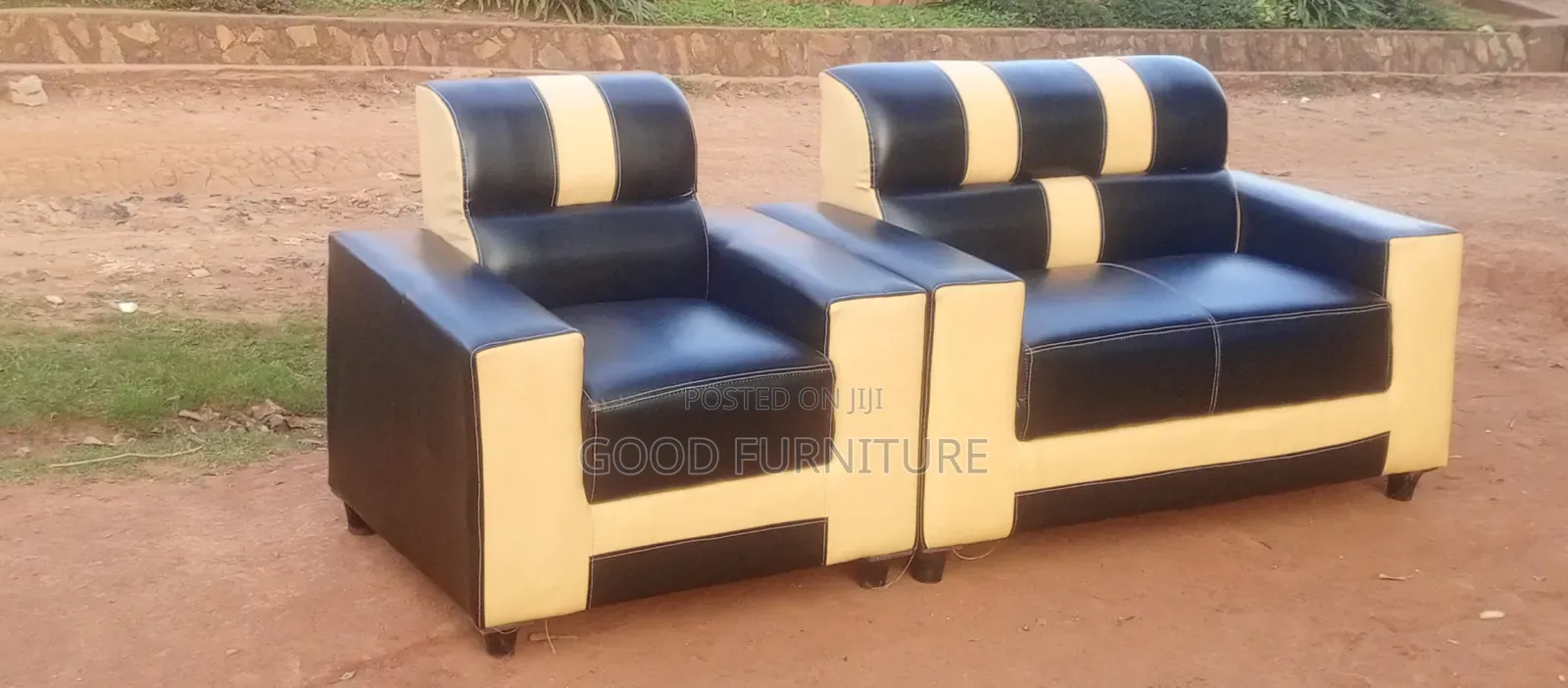 Black Lovely Three Seater Sofas Set.