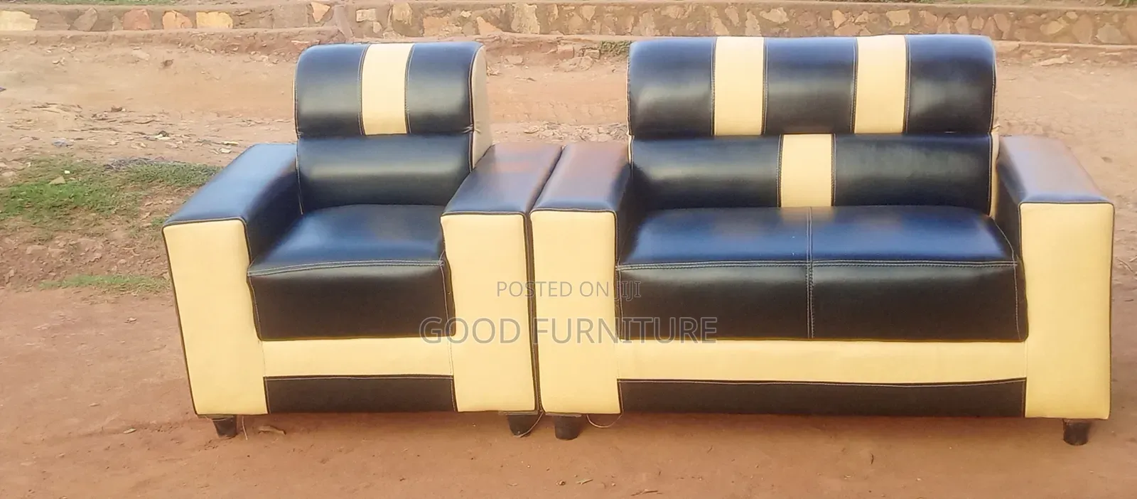 Black Lovely Three Seater Sofas Set.