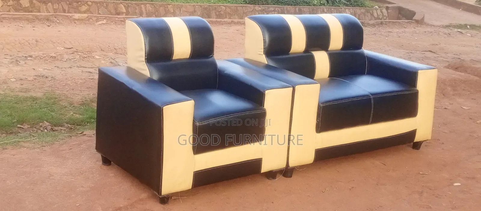 Black Lovely Three Seater Sofas Set.