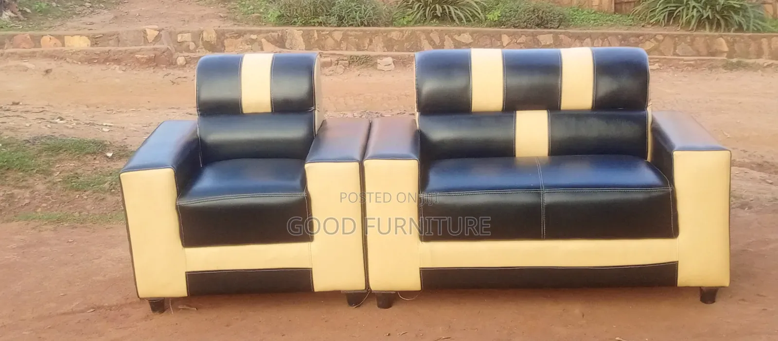 Black Lovely Three Seater Sofas Set.