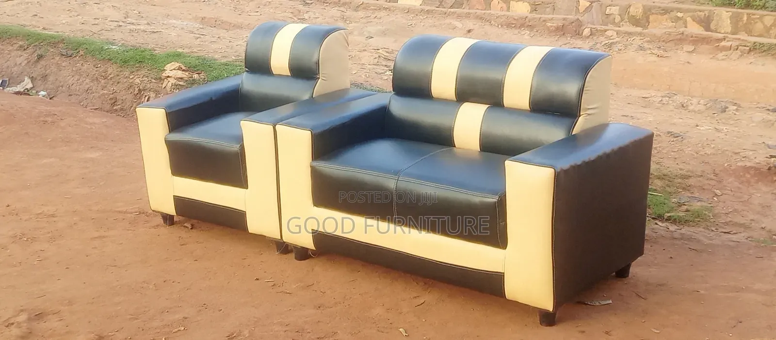 Black Lovely Three Seater Sofas Set.