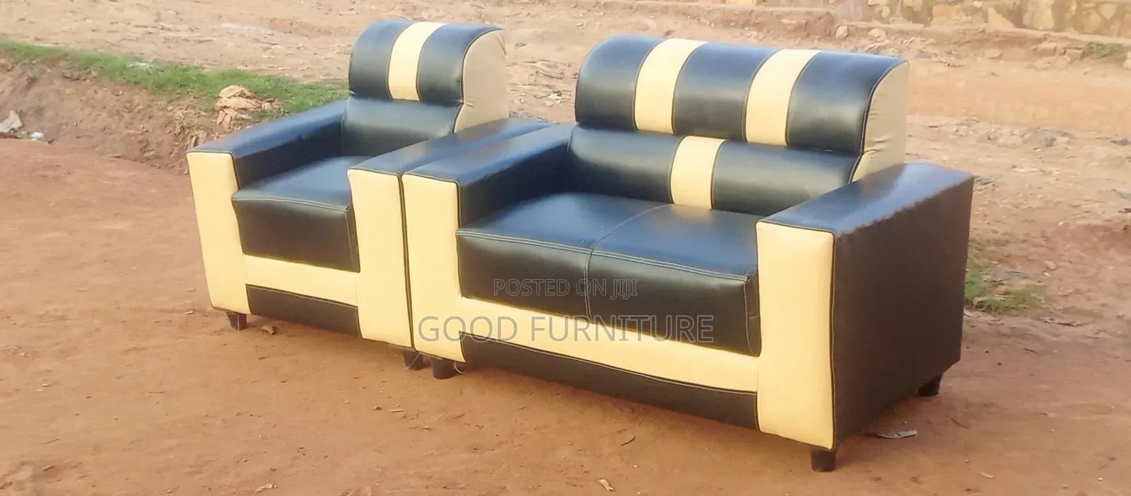 Black Lovely Three Seater Sofas Set.