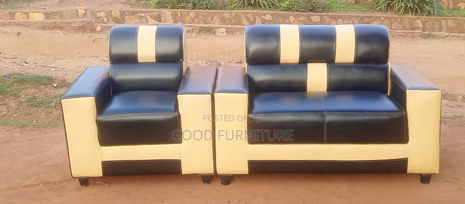 Black Lovely Three Seater Sofas Set.