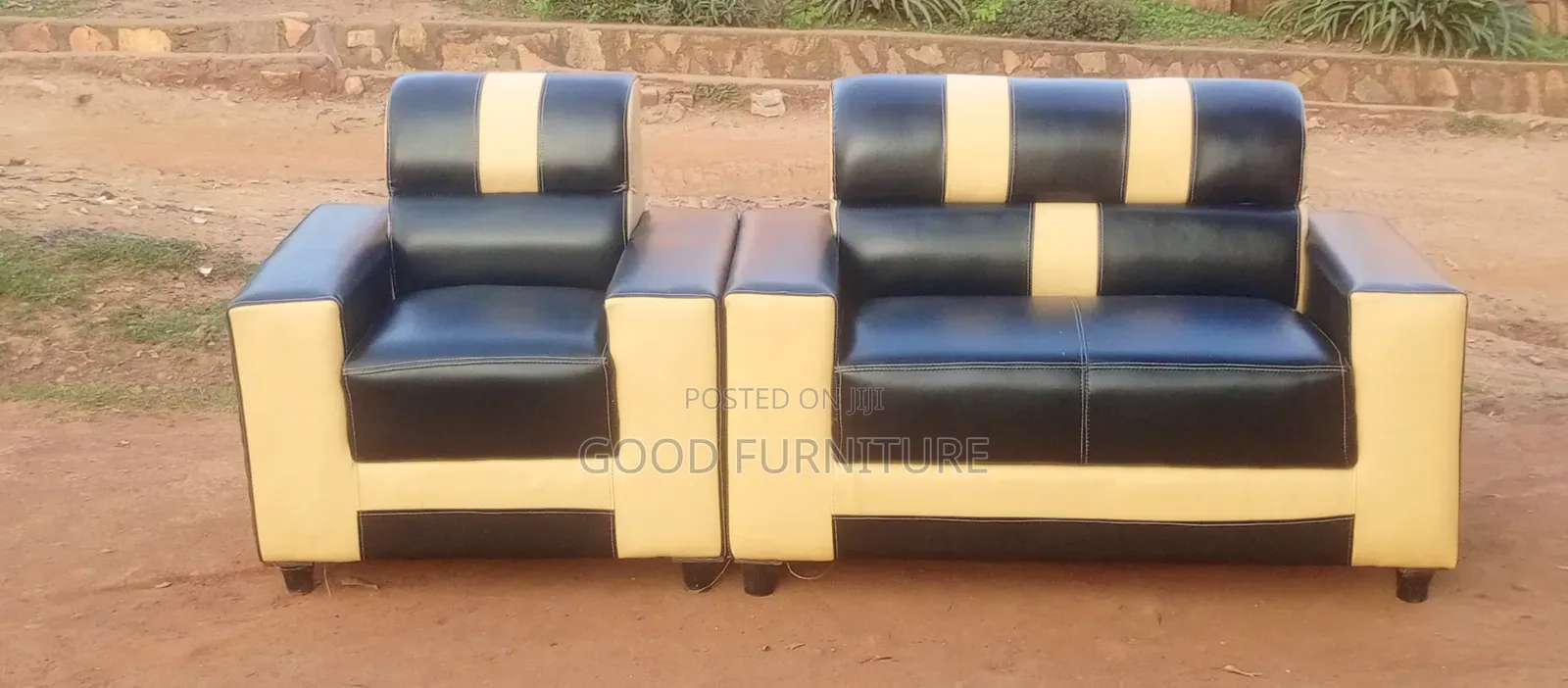 Black Lovely Three Seater Sofas Set.