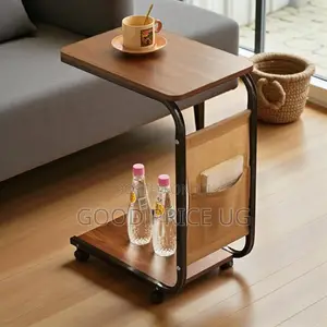 C-Shaped Mobile Rolling Side Table