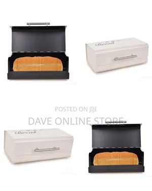 Sleek Off-White Metal Bread Box