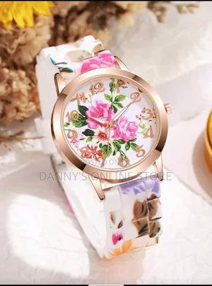 Classy Women's Silicone Strap Casual Floral Printed Dial Quartz.