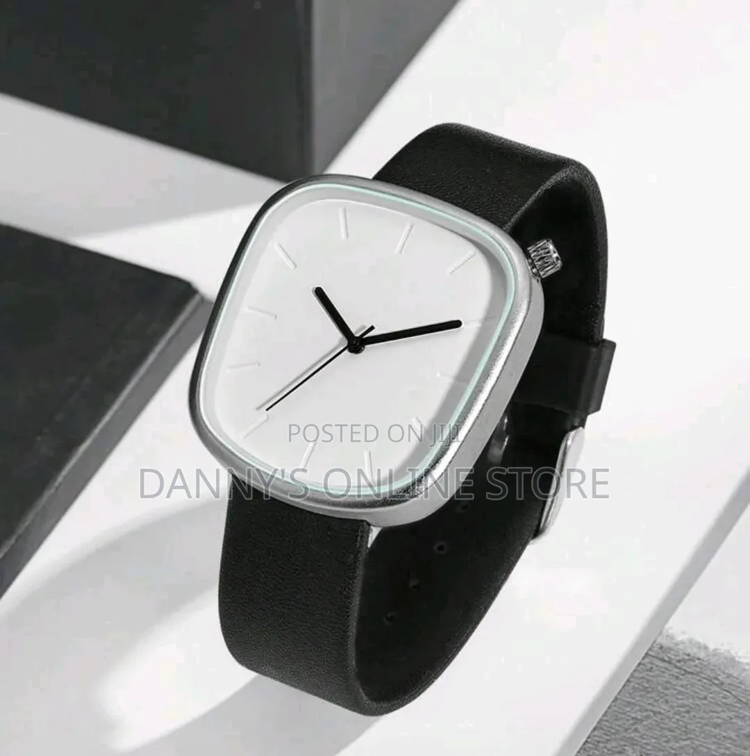 TOMI Pebble Minimalist Leather Quartz Men's Watch, Luxury Business.