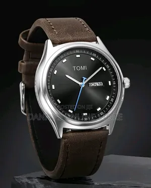 Tomi Men's Dual Calendar Fashionable Minimalist Leather Belt Watch.