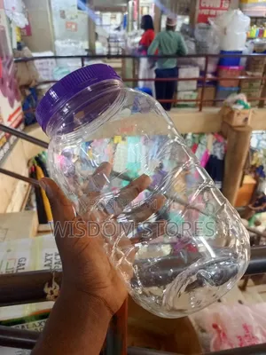PET Storage Jar With a Ribbed Cylindrical Body