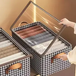 Houndstooth Fabric Clothes Organizer Box