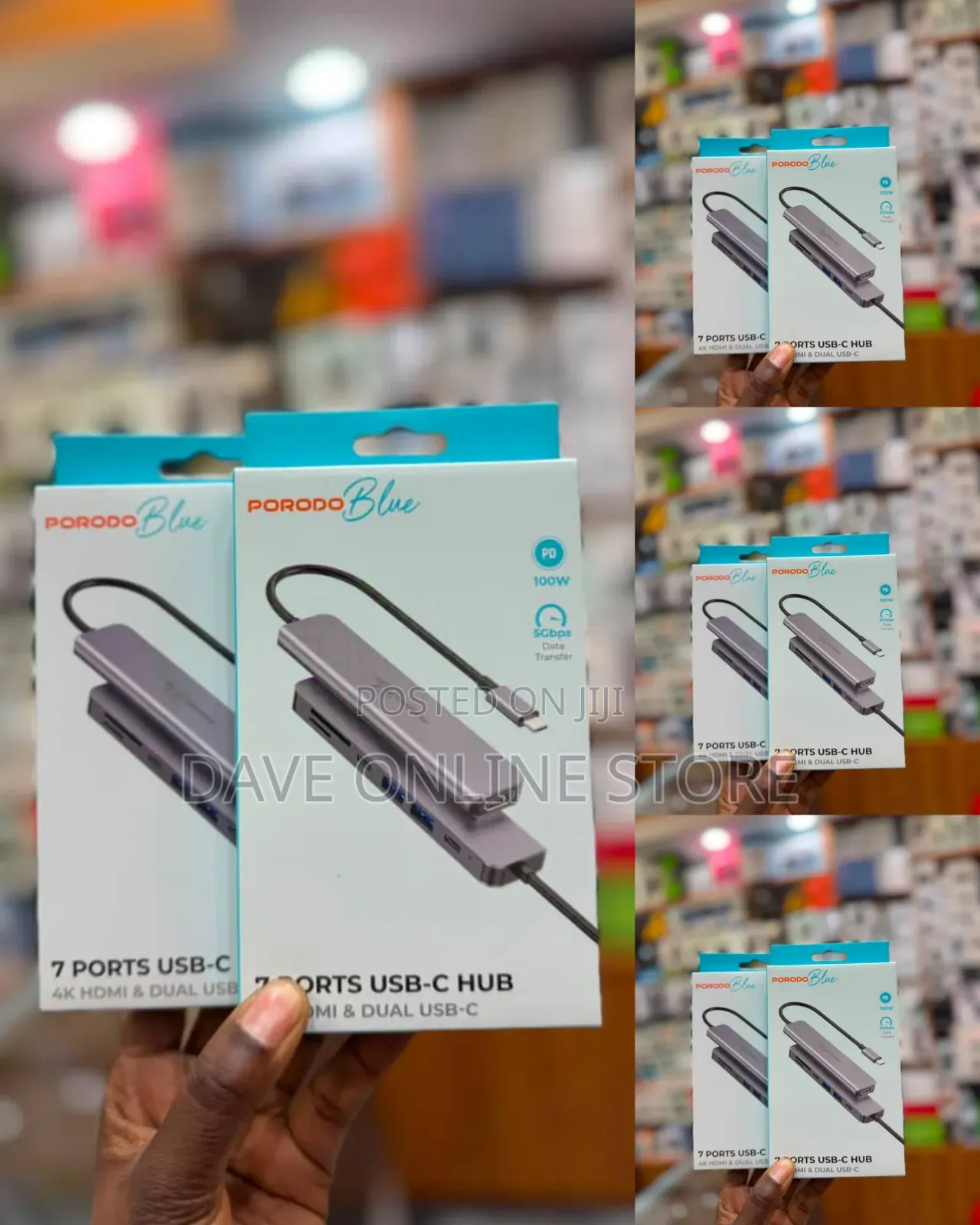 Porodo Blue 7-in-1 USB-C Hub (Model PB-71HBC)