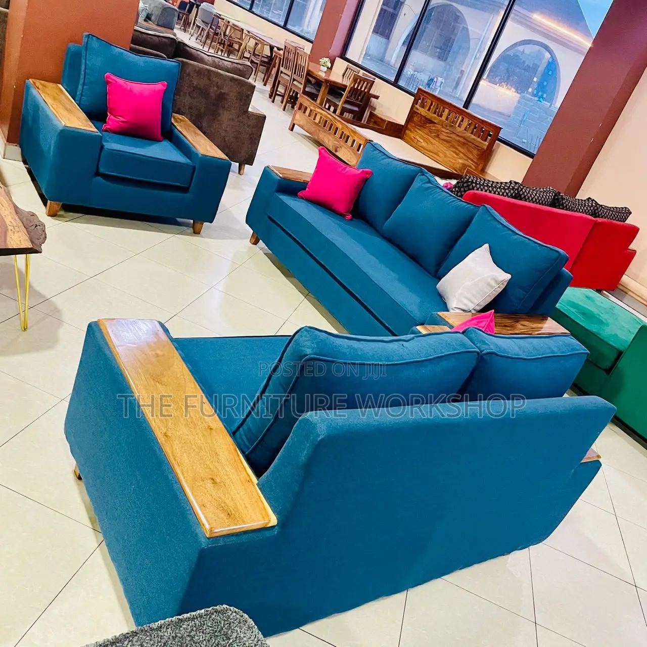 Blue 6 Seater Sofa Set - Senana Hypermarket