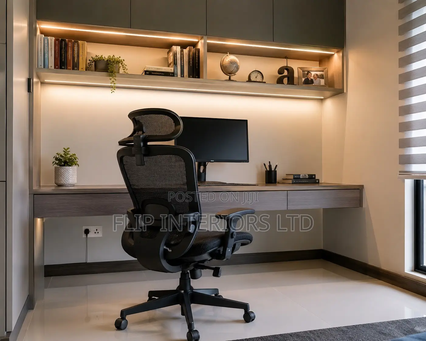 Built-in Desk Shelving Design Installation