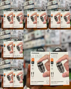 Porodo Dual Port Transparent Car Charger (36W PD / 18W QC)