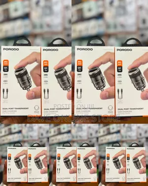 Porodo Dual Port Transparent Car Charger (36W PD / 18W QC)