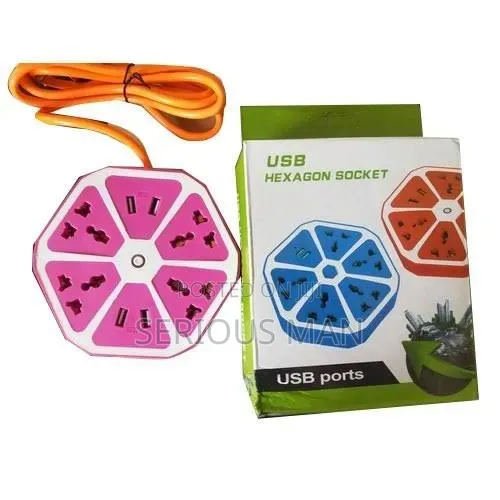 Hexagonal Power Extension Socket Featuring 4 Universal Multi-Plug Out