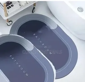 Oval Bath Mat, Blue, Bathroom Rug