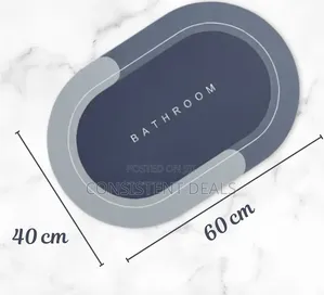 Oval Bath Mat, Blue, Bathroom Rug