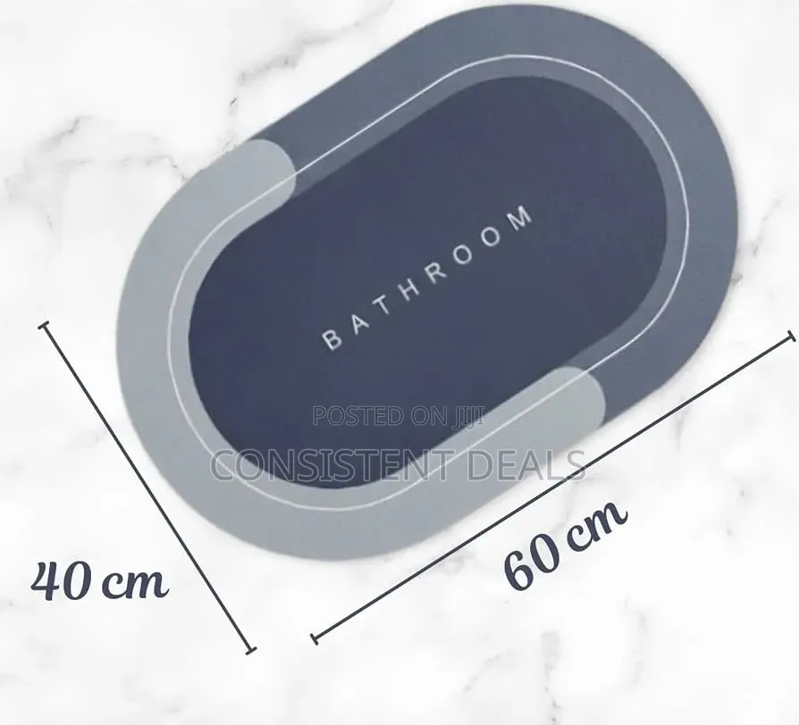 Oval Bath Mat, Blue, Bathroom Rug