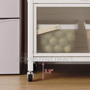 Kitchen Pantry Cabinet With Glass Doors and Removable Wheels