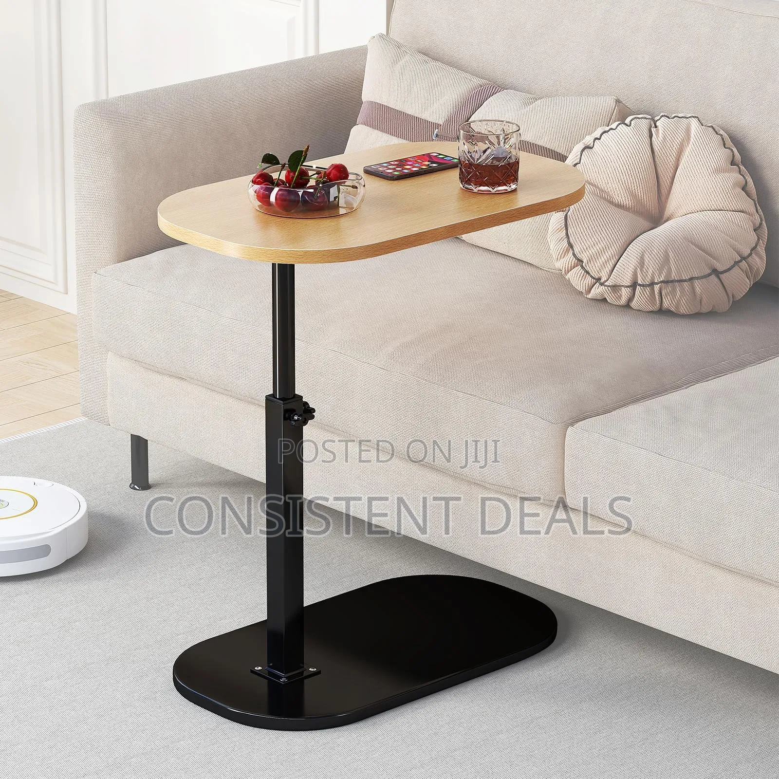 C Shaped Side Table, Adjustable Height C Shaped End Table