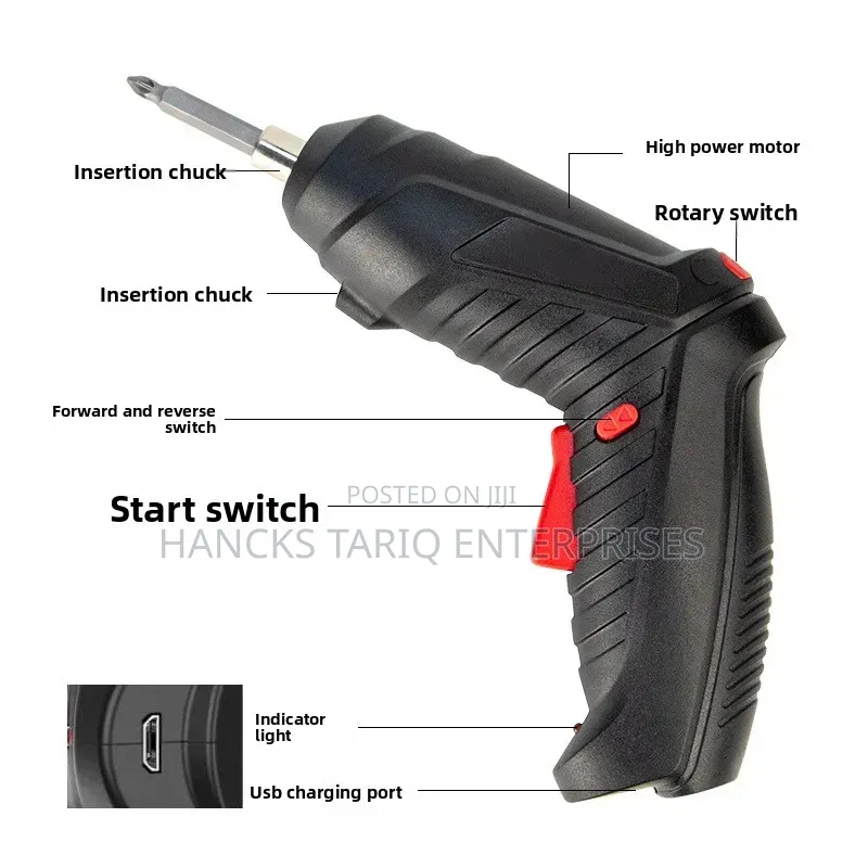 Cordless Electric Screwdriver and Multi-Bit Tool Set in Carrying Case