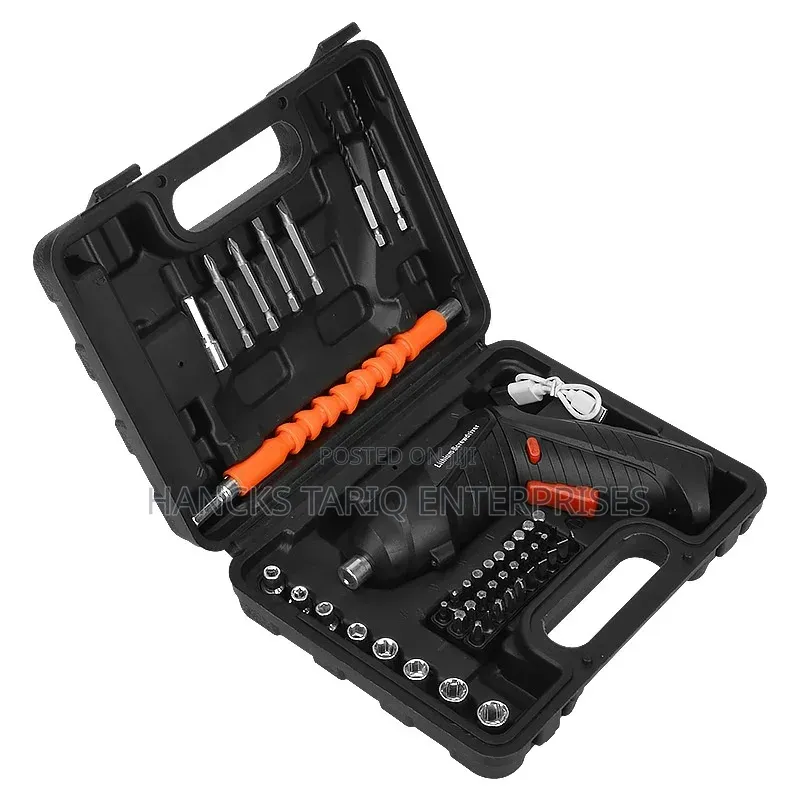 Cordless Electric Screwdriver and Multi-Bit Tool Set in Carrying Case