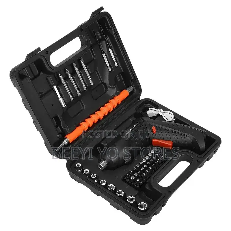 Cordless Electric Screwdriver and Multi-Bit Tool Set in Carrying Case